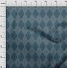 oneOone Cotton Flex Dark Teal Blue Fabric Check Argyle Diy Clothing Quilting Fabric Print Fabric By Yard 40 Inch