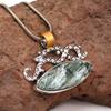 Seraphinite Gemstone Mother's Day Handmade Silver Jewelry Pendant  1.5"
