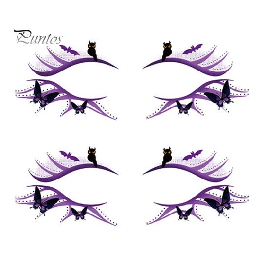 Cosmetic Transfers for Adults 2 Pairs Halloween Eye Tattoo Stickers, Waterproof Temporary Face Decals with Ghostly Decorations Pumpkin Bat Spider Web,