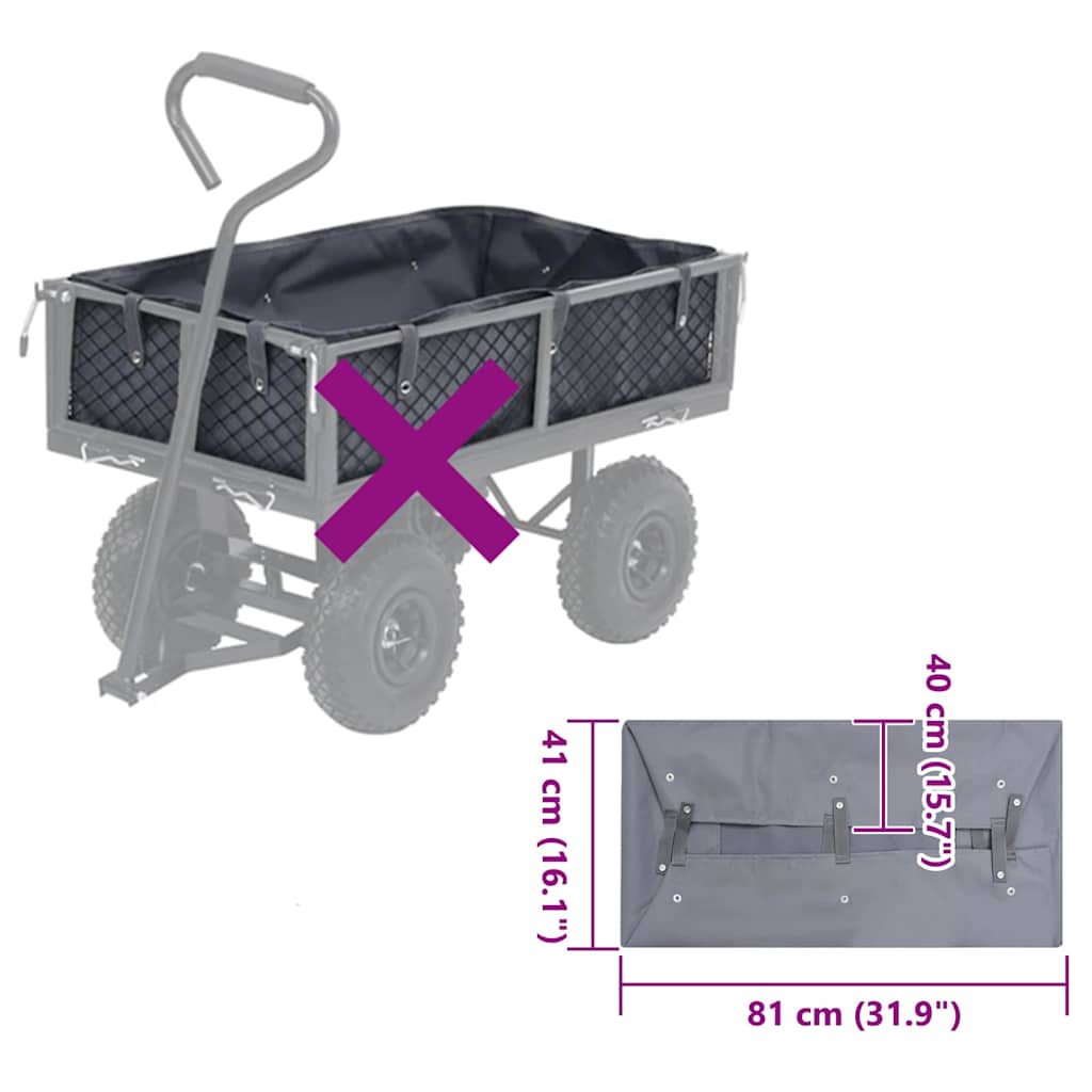 Garden Cart Liner Dark Grey 81 x 41 x 40 cm Fabric