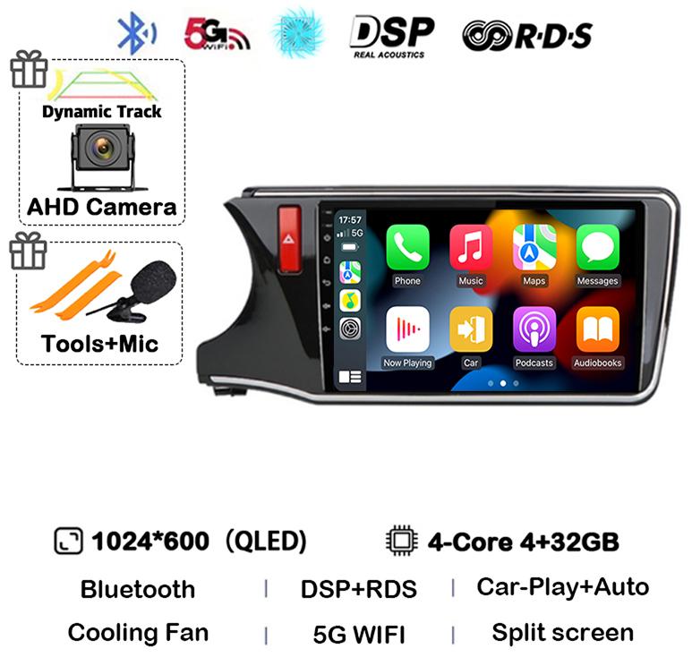 Android 14 Carplay Auto For Honda CITY 2014 2015 2016 2017 2018 2019 Car Radio Multimedia Stereo Player Navigation GPS 4G+WIFI