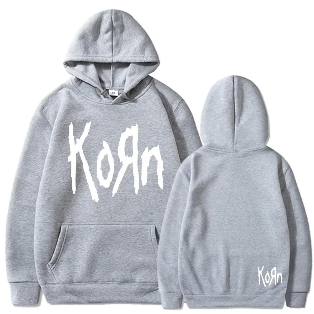 Autumn/Winter Korn Rock Band Letter Hoodies Men's and Women's Harajuku Hoodies Casual Sports Men's and Women's Warm Sweatshirts