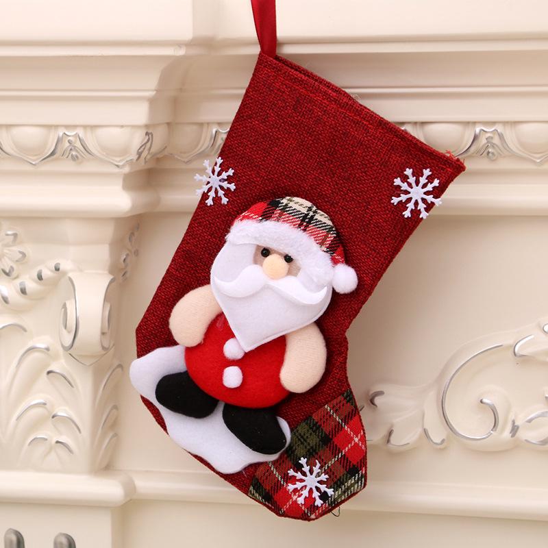 New Christmas Stocking Socks Gift Candy Bag Snowman Santa Elk Pattern Xmas Tree Hanging Ornament Party Home Fireplace Decoration