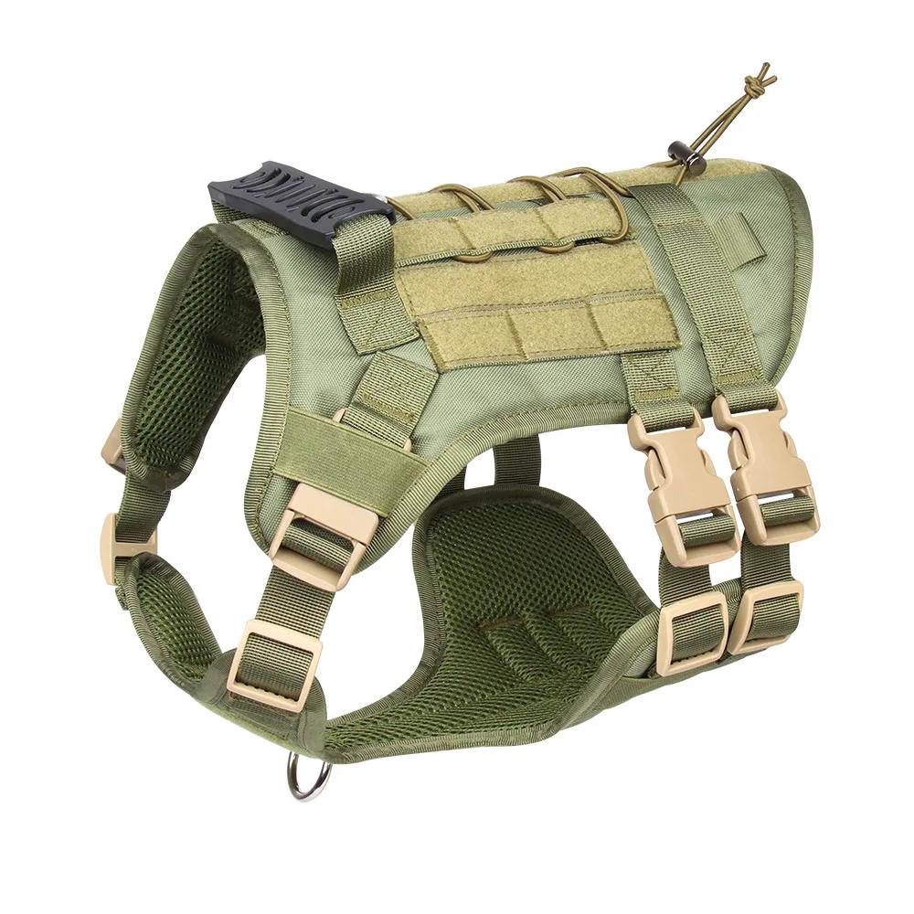 Military Style Oxford Cloth Pet Tactical Chest Back Solid and Durable Dog Vest Multifunctional Large Dogs Leash Explosion Shock Pet Products Supplies