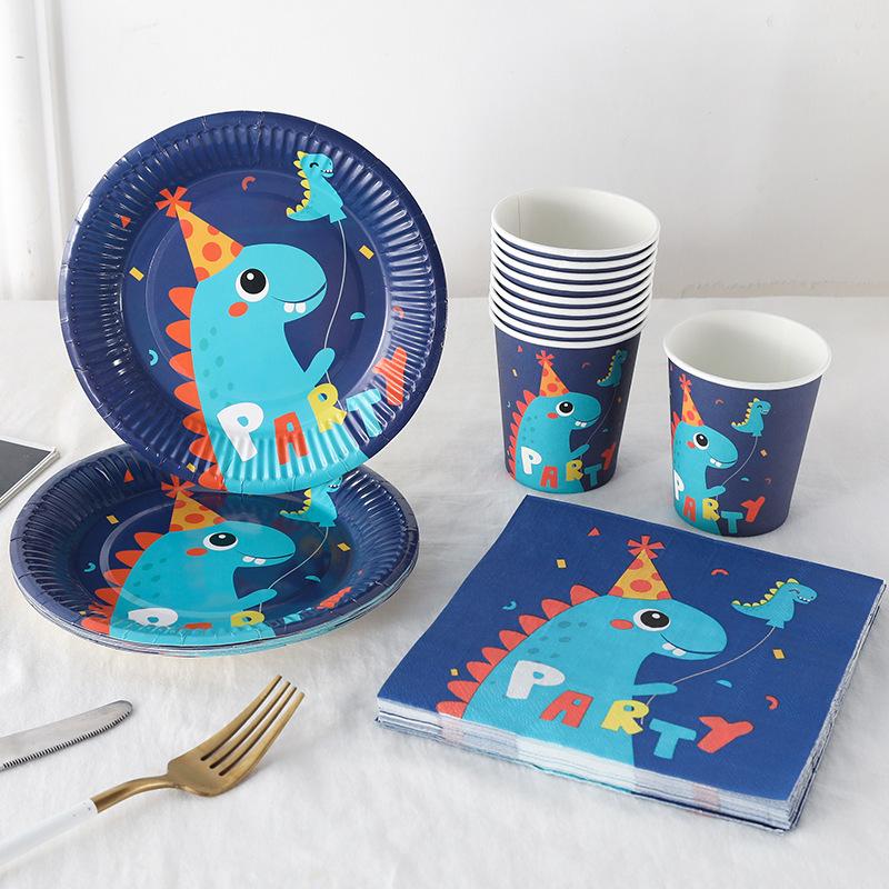21PC Dinosaur Birthday Party Set Tableware Decorations Paper Plate& Cup Favours Child Kid Party Supplies