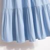 Qooth Patchwork Simple Casual Pleated Skirt Ankle Length Skirt Elegant Blue Skirt QT2158