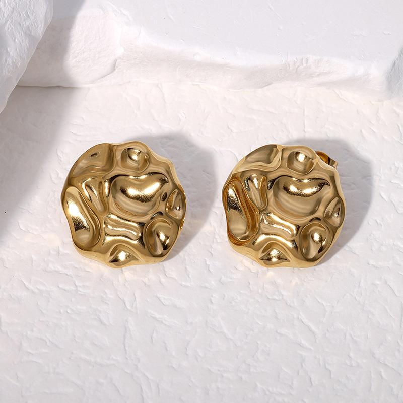 Stainless Steel Geometric Unusual Stud Earrings for Women Prevent Allergy Simple Spiral Texture Earrings Jewelry Bijoux Gift