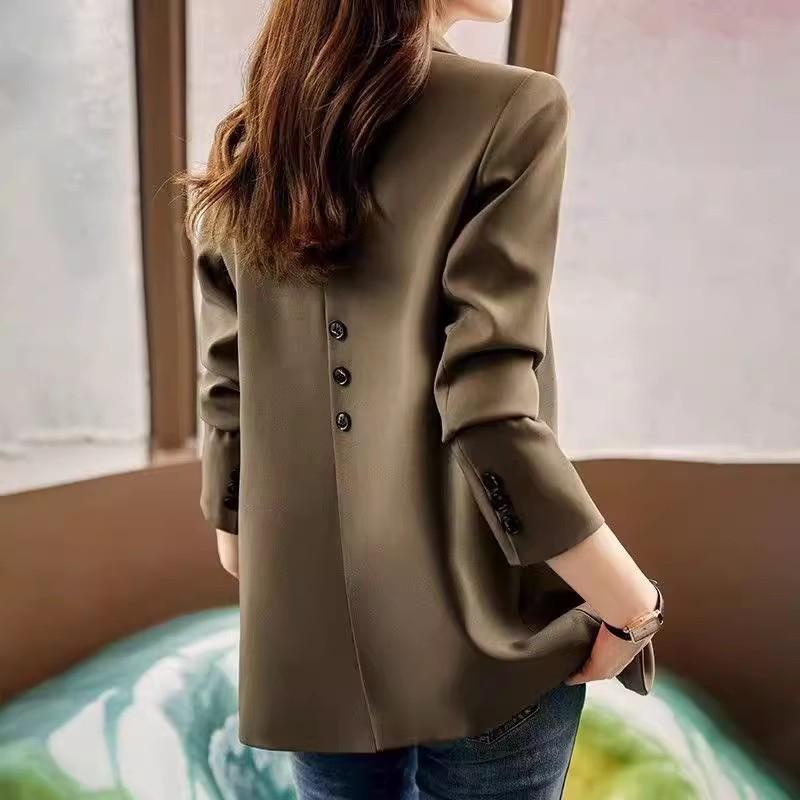 Женский повседневный элегантный блейзер большого размера, весенне-осенняя костюмная куртка, свободные топы для офисной леди