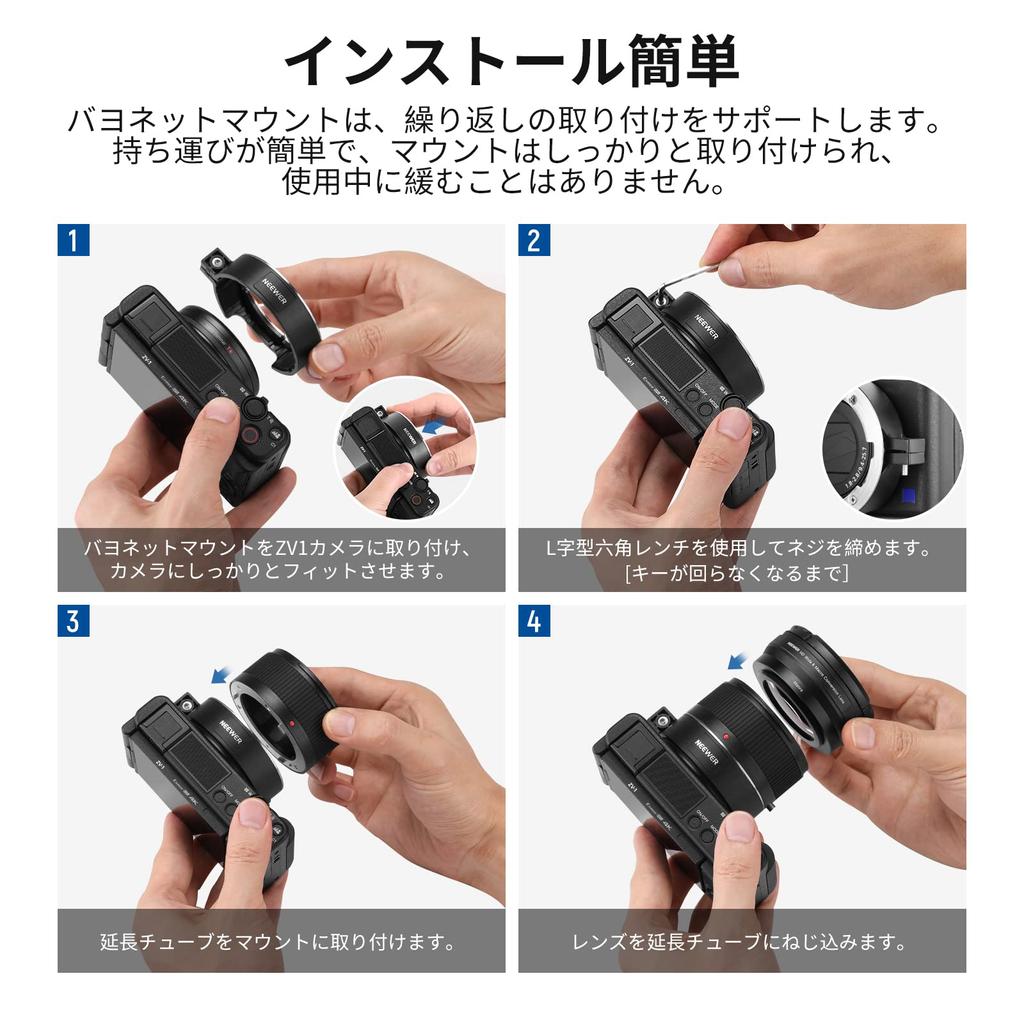 NEEWER Wide Angle Lens Compatible with ZV1 Camera 2in1 18mm HD Wide Angle and 10x Macro Additional Lens with Extension Bayonet Mount Lens Adapter and