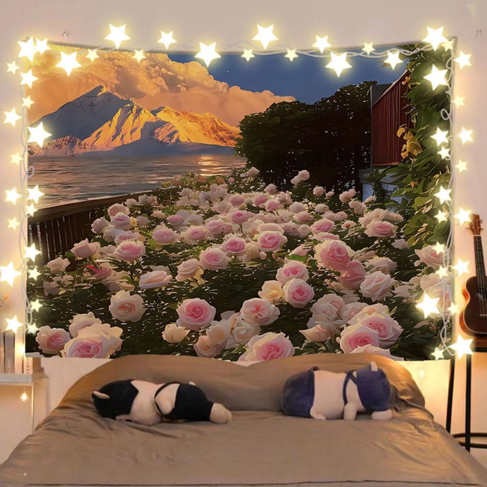 Floral Sea Blanket Rental House Renovation Fabric Living Room Background Wall Hanging