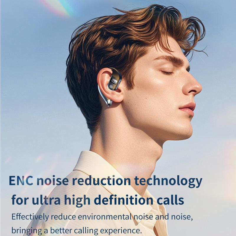 Мини Bluetooth 5.4 Наушник Одинарный Ушной Крючок Бизнес Наушник Светодиодный Дисплей Hi-Fi Стерео Шумоподавление Спорт Водонепроницаемая Гарнитура