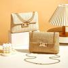 Stylish Handwoven Ladies Crossbody Bag Chain Strap Lock Buckle Adjustable Shoulder Strap Perfect