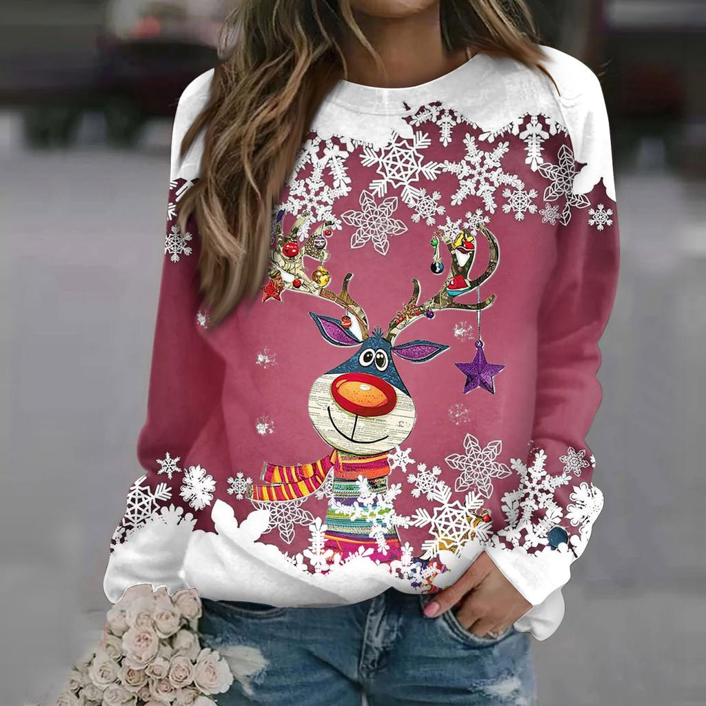 Женские топы с круглым вырезом, хлопковая женская повседневная модная пуловер с длинным рукавом и круглым вырезом с принтом, блузка