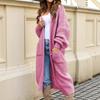 Large-sized Knitted Sweater, Autumn and Winter New Style Loose Pocket Solid Color Long Cardigan for Women