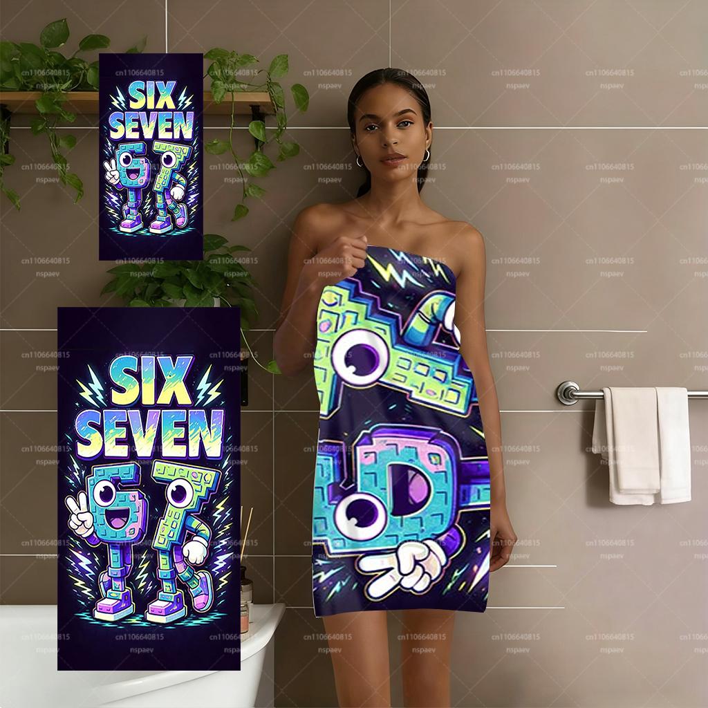 Яркое пляжное полотенце SIX SEVEN с принтом мультяшного робота, быстросохнущее микрофибровое банное полотенце для детей и взрослых