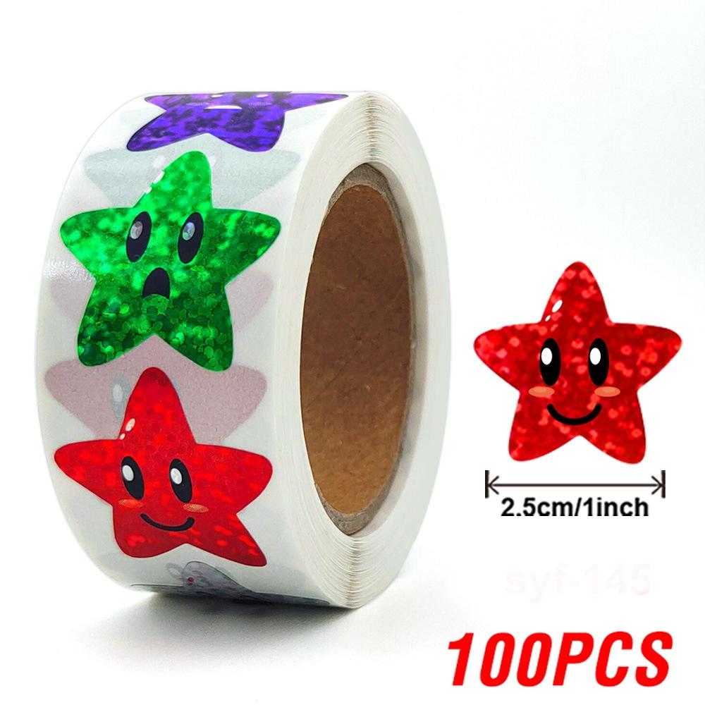 100-500pcs Glitter Star Stickers for Kids School Teacher Reward Sticker Party Decor Small Business Label Scrapbooking Stickers