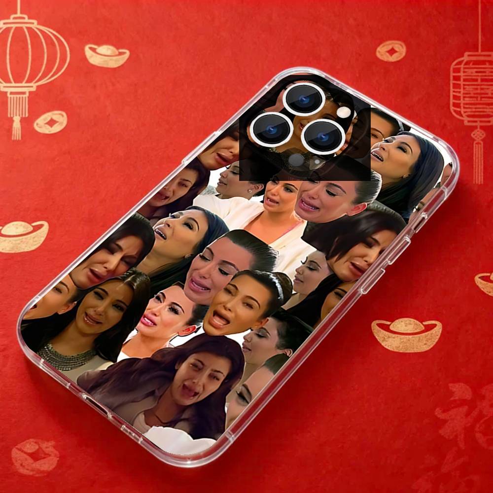 Смешной чехол для телефона K-Kim K-Kardashian для iPhone 16 15 14 13 12 11 17 Plus Pro Max X XR XS Max Мягкий прозрачный ТПУ