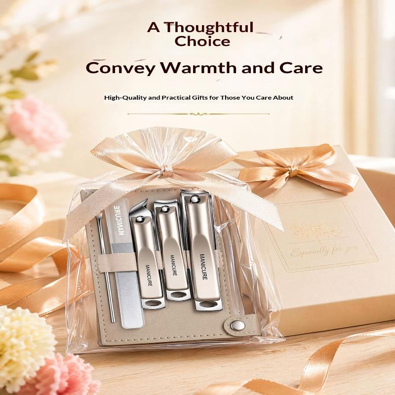 Easy Storage Nail Clippers Set 5/10 PCS Rotating Leather Bag Pro Trimmer for Manicure Pedicure Foot Nail Care