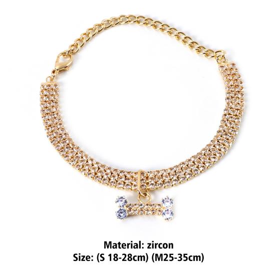 Pet Necklace Exquisite Pendant Fade-Resistant Zircon Shiny Cat Necklace Pet Jewelry Photography