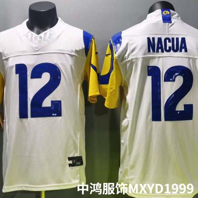 2026 LA Rams 12 Nacua White Embroidered Football Jersey Fans
