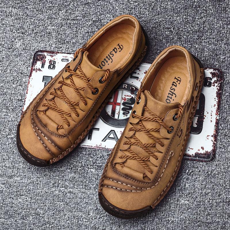 Мужская мужская обувь большого размера 38-48, модная повседневная кожаная обувь, мужская кожаная обувь ручной работы