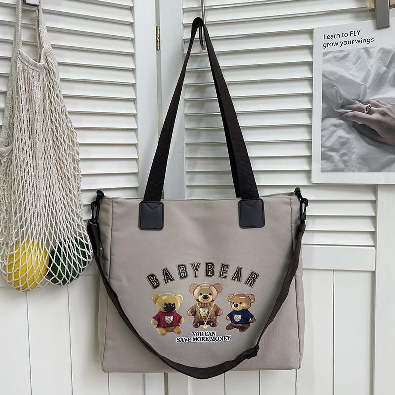 Oxford Canvas Tote Bag For Women With Letter Print Soft Shoulder Daily Use