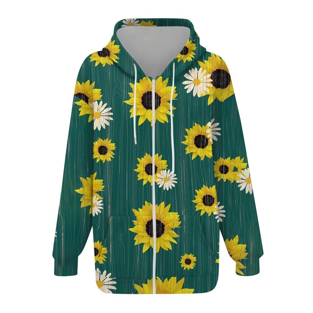 Женская толстовка с длинным рукавом и принтом, куртка с длинными рукавами и карманами, на молнии, пальто с капюшоном