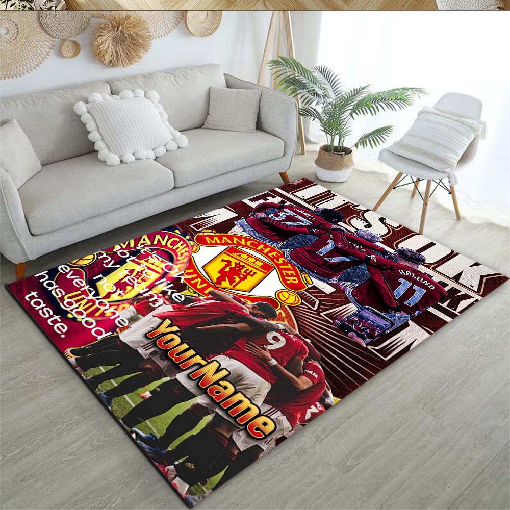 Manchester Customizable Name Carpet Perfect for Entryway Balcony Game Room Hallway Antislip Carpet Decorate Offices Birthday/Christmas Gift