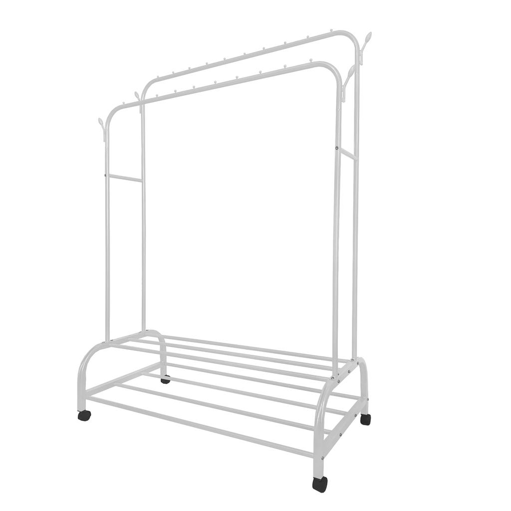Premium Maxi Giro 2 Stand Nyana Home Coat Rack 162x110x57cm, 2 Hanging Bars 4 Side Hooks 2 Lower Shelves