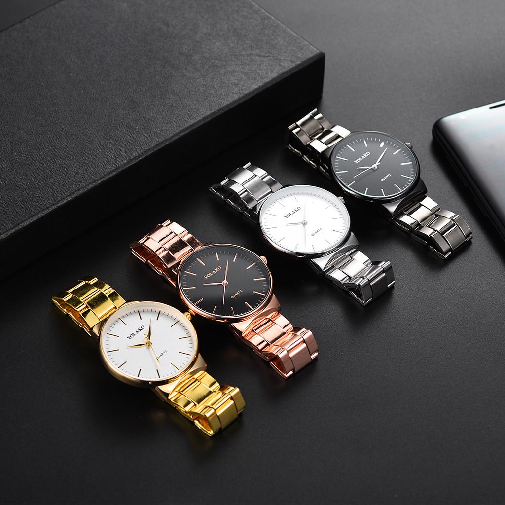 Модный стиль Мужские кварцевые часы из нержавеющей стали с кварцевым ремешком Мужские часы