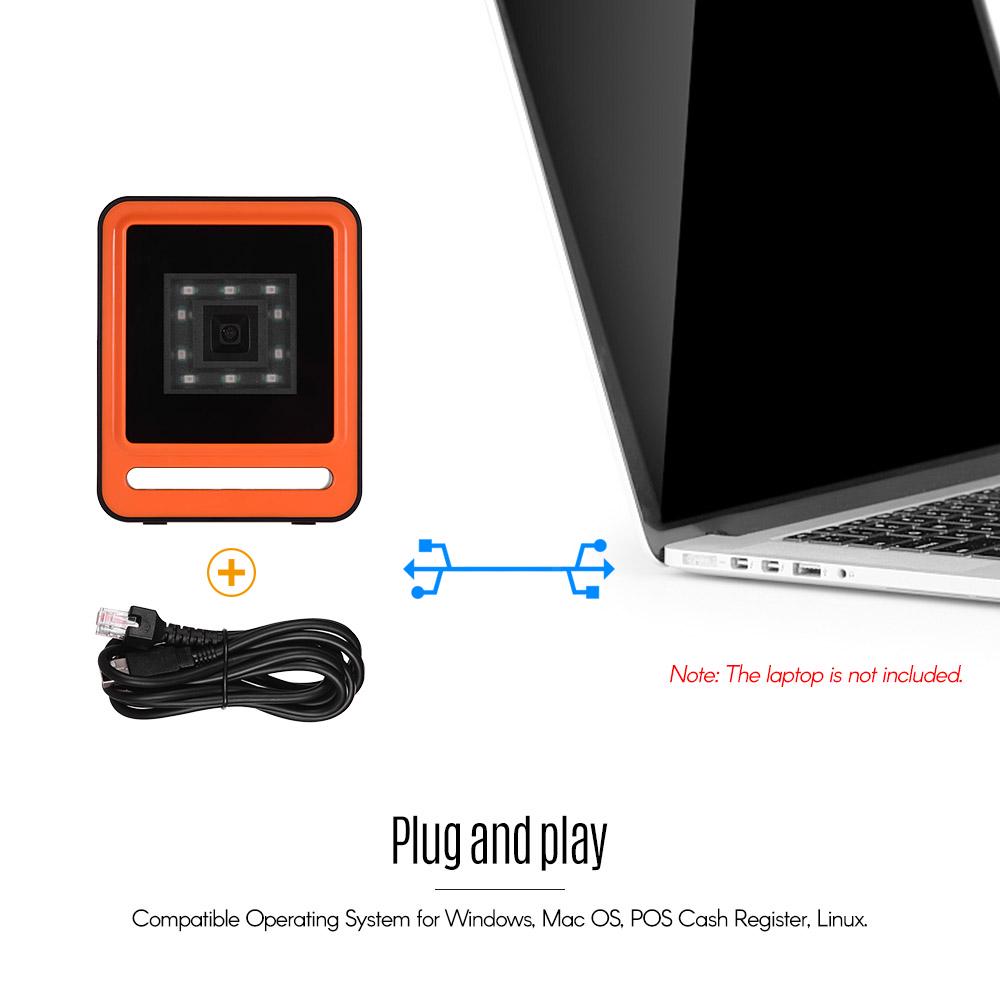 Aibecy Hands-free USB Проводной 1D 2D QR-сканер баркодера Настольный компьютер