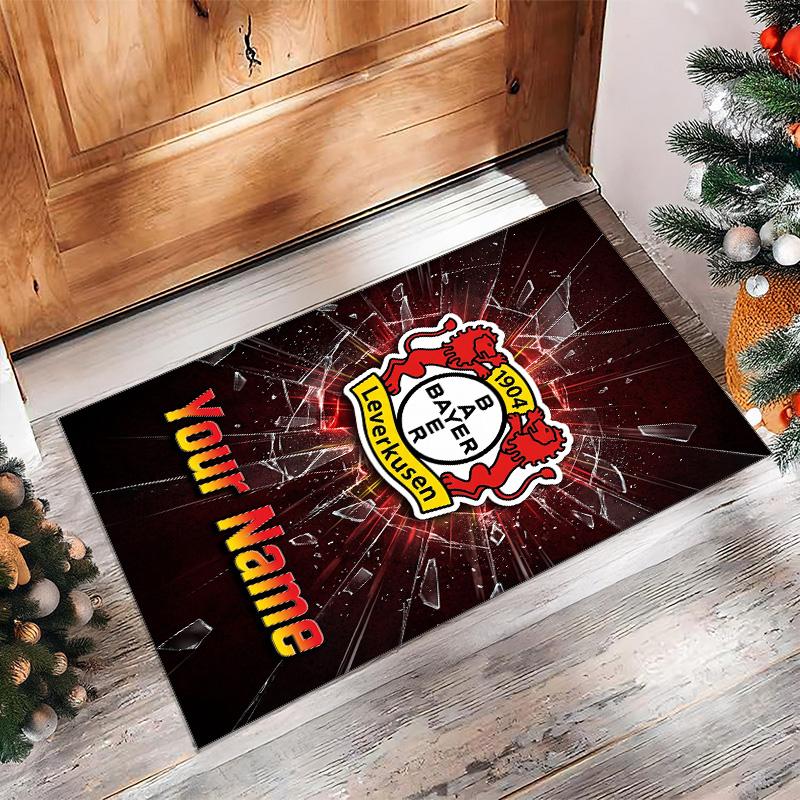 Bayer Leverkusen Football Printed Crystal Velvet Rug Non‑Slip Crystal Velvet Carpet For Sofa Bedroom Indoor Home Decoration