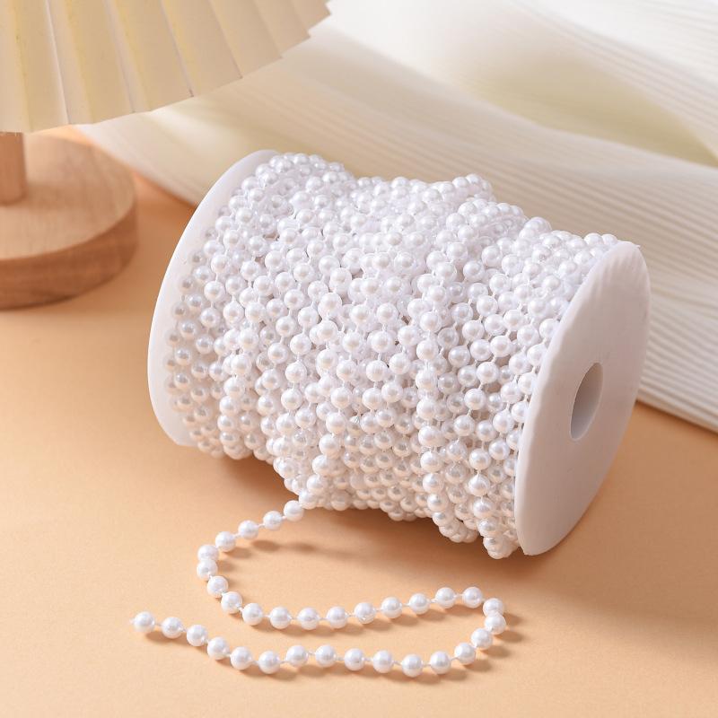 5m Artificial Pearl Beads Chain for Bouquet Gift Packaging Wedding Party Decor DIY Jewelry Craft Clothing Sewing Accessories