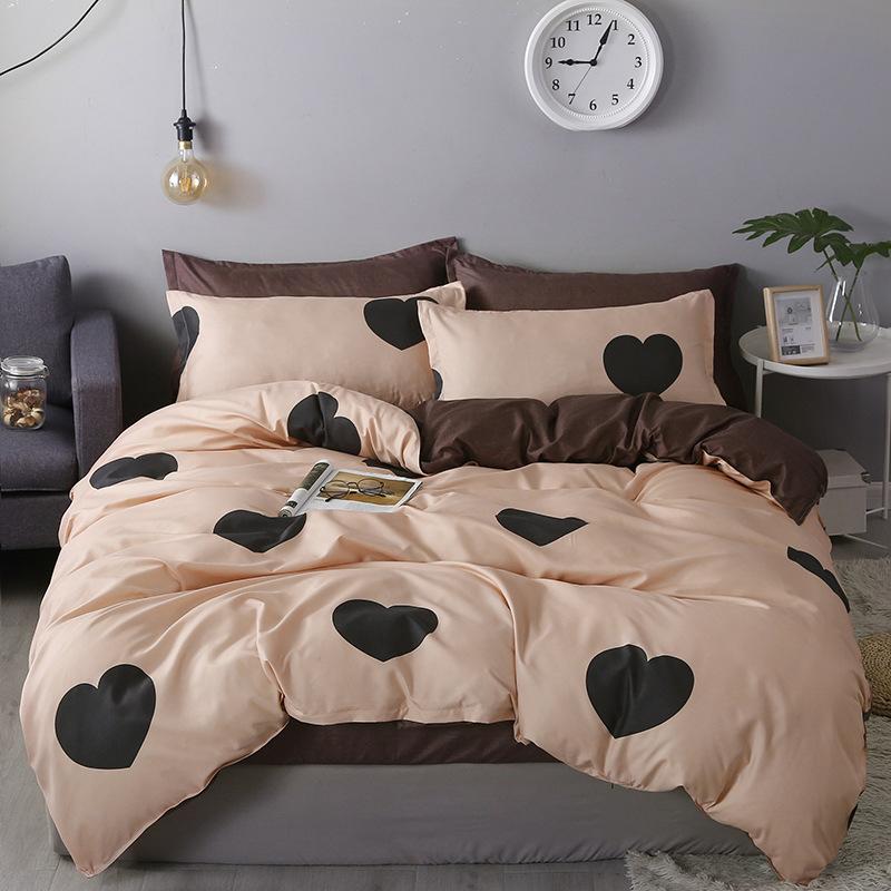 Simple Bedding Four-piece Set, Thickened Bed Sheet Quilt Cover, Pastoral Dormitory Three-piece Set