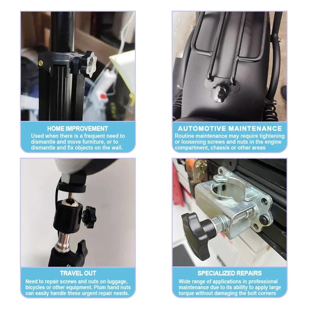 Hand Knob Screws Bolt kit M5 M6 M8 Plum Handle Six-star Glue Star Shape Head Thread Clamping Thumb Handle Machine Bolts Nut