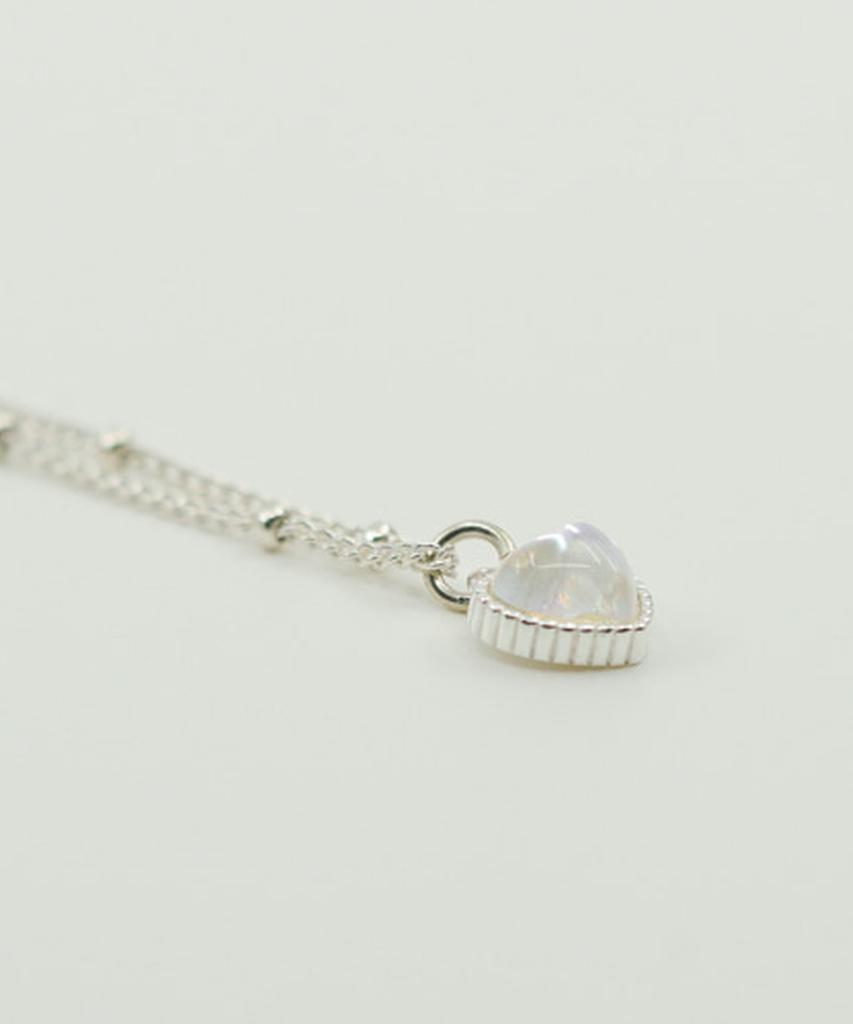 Серебряное ожерелье Alleun 925 пробы с объемным сердцем, серебряным шариком и кристаллом