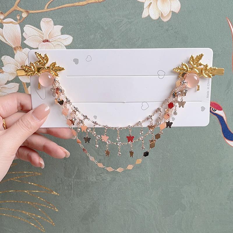 Заколка для волос в виде бабочки и кисточки в китайском стиле и цепочка на лоб для девочек