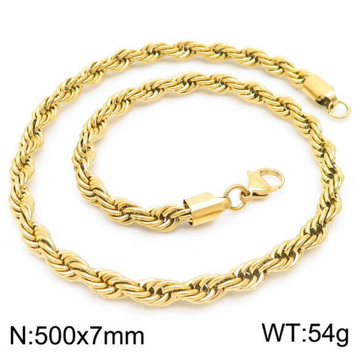Durable Stainless Steel Rope Chain Necklace - Multi-Size, Titanium Steel for Men and Women