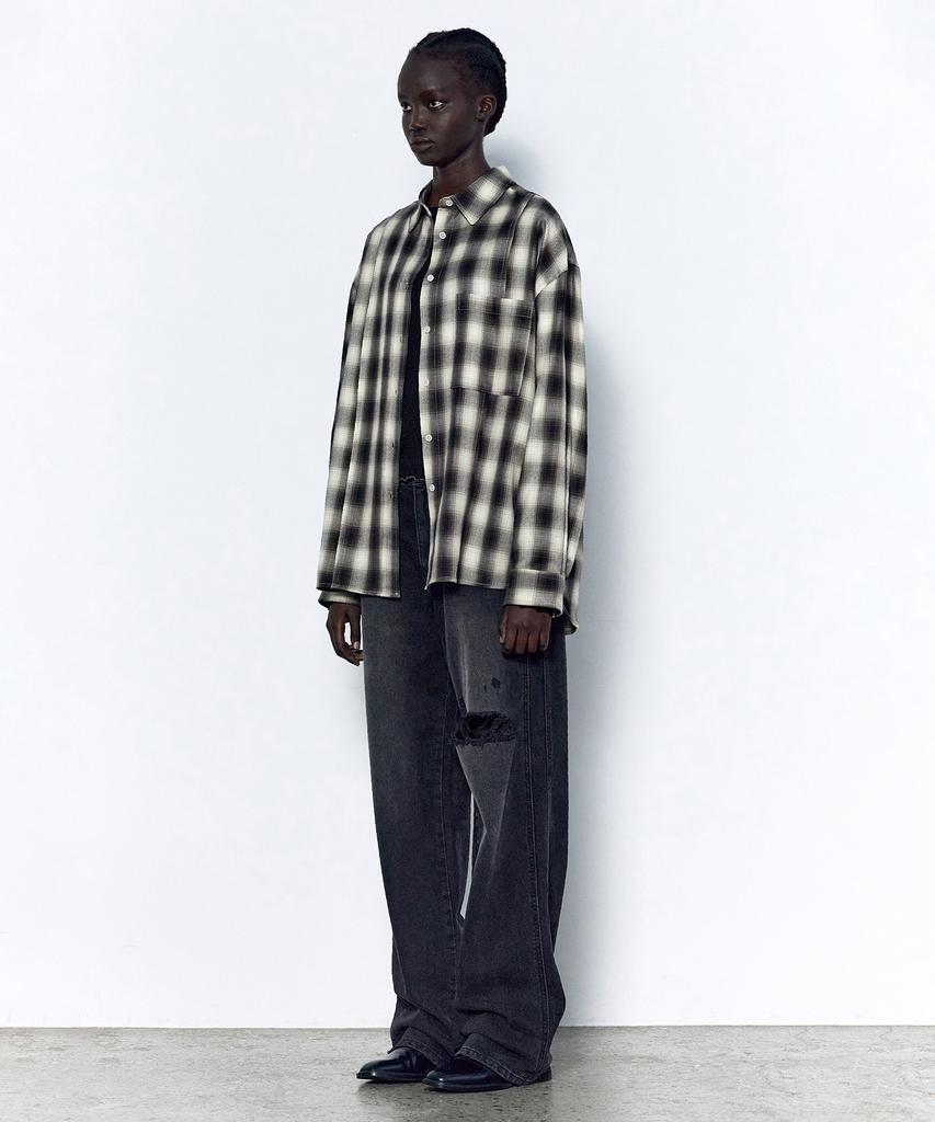 INSILENCE ЖЕНСКАЯ Стильная клетчатая оверсайз рубашка Черная