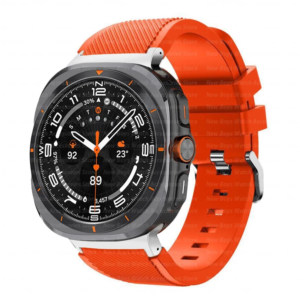 Мужской силиконовый ремешок для Samsung Galaxy Watch Ultra 2025 47 мм Спортивный наручный браслет для Galaxy Watch Ultra 2024 47 мм Аксессуары