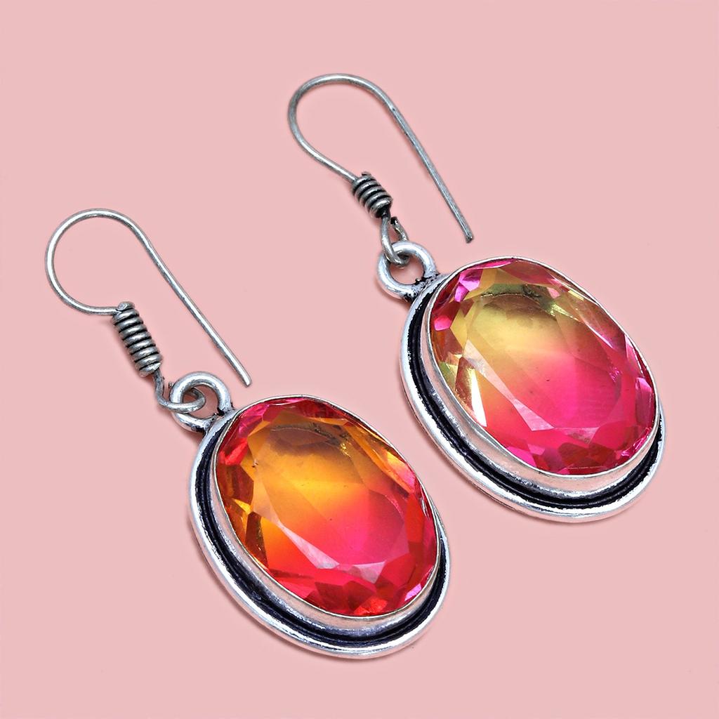 Турмалиновый комплект из драгоценных камней, подарок на свадьбу, двухцветный кулон, серьги, кольцо