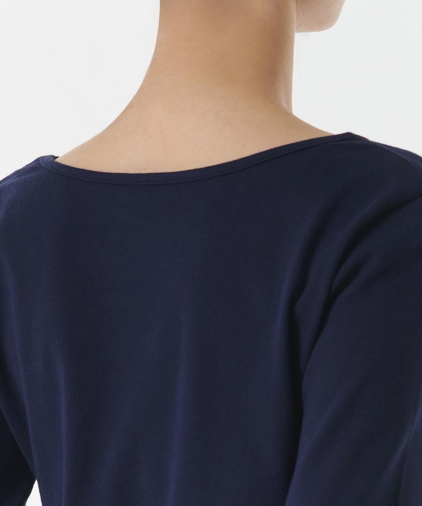 MUSINSA STANDARD WOMAN Women'S Slim Crop Reversible Neck Long Sleeve T-Shirt [Navy]