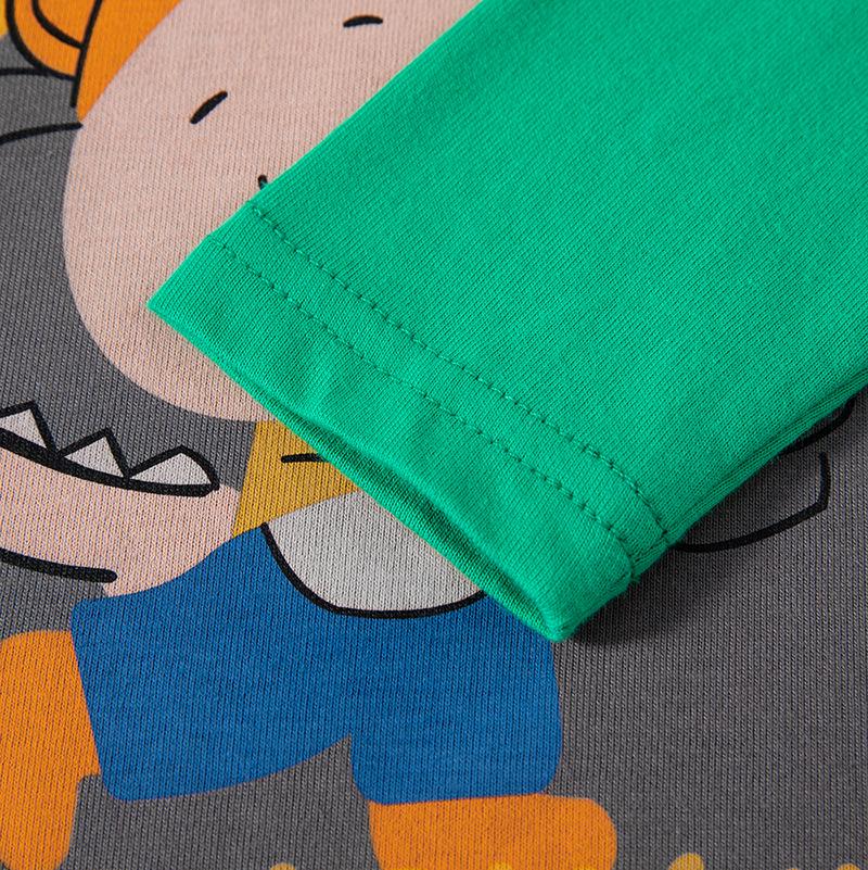 Топ для мальчиков в корейском стиле из хлопка - С мультяшным принтом, с длинным рукавом, идеально подходит для весны и осени