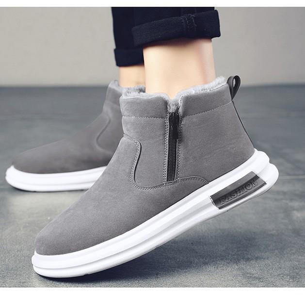 Мужские зимние ботинки на флисовой подкладке - Толстые, теплые, морозостойкие, нескользящие, хлопковые ботинки на один шаг