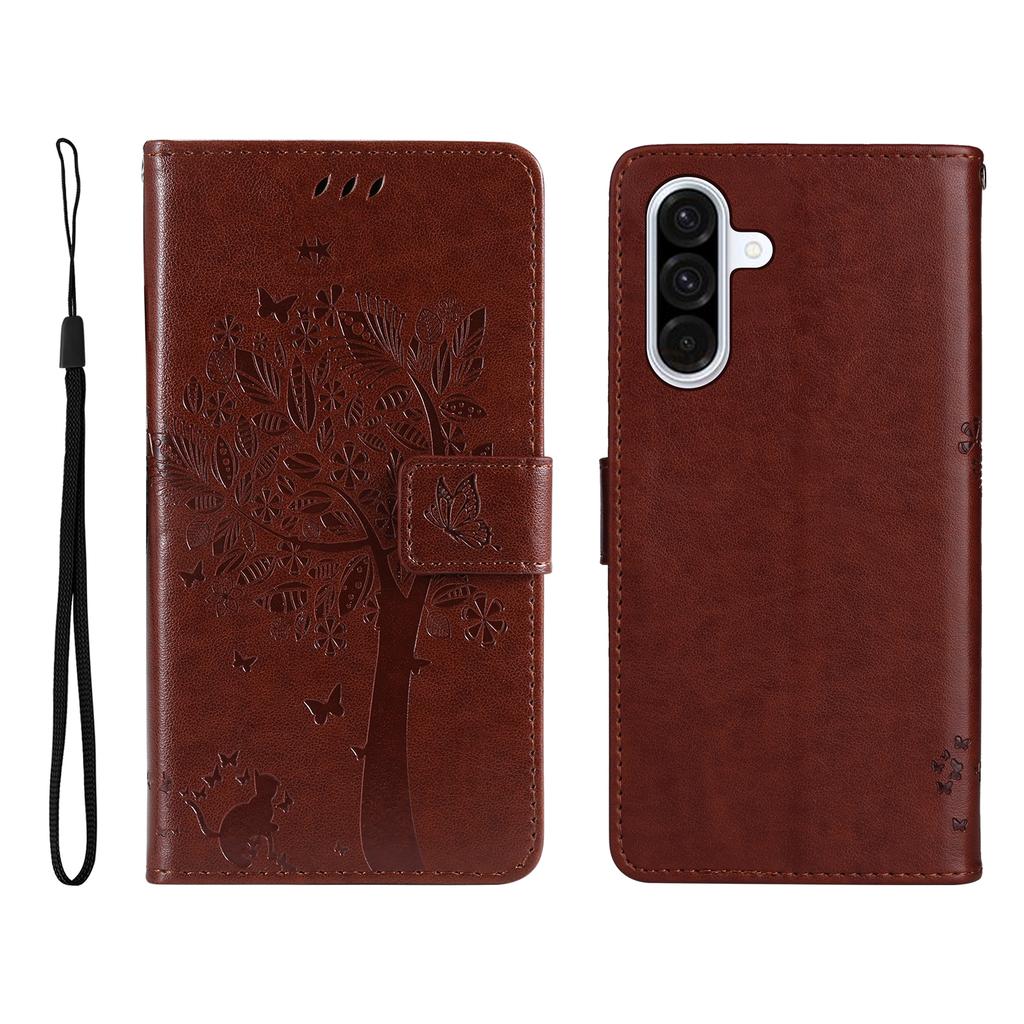 For Samsung Galaxy A56 5G Phone Case with Stand Cat Tree Pattern Leather Wallet Mobile Cover