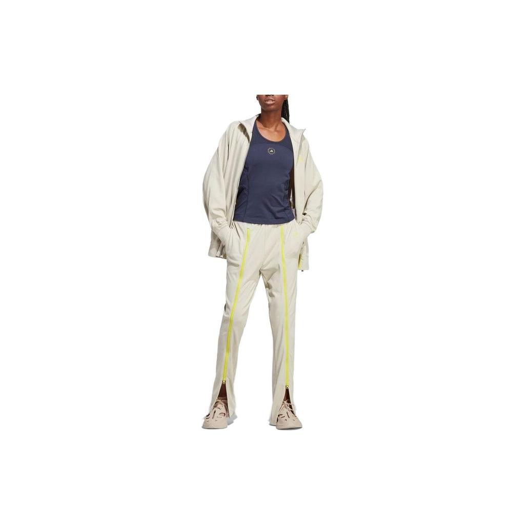 adidas X Stella McCartney Collaboration SS23 Logo Printed Расклешенные трикотажные спортивные брюки средней посадки Женские плавки Светло-желтые IJ0599