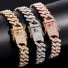 12MM Rhinestones Prong Iced Out Cuban Link Chain Hip Hop Bracelet Men Women Gold Color Bling Cuban Bracelet Jewelry A+
