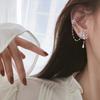 Хрустальные Стразы Темперамент Цветок Клипсы для Ушей Женские Висячие Серьги Серьга-манжета Цепочка Клипсы