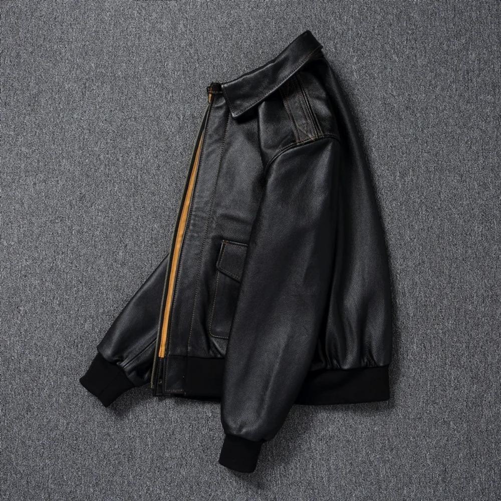 Chinese Size Men Leather Jacket Real Cowhide A2 Pilot Jacket Air Force Flight Jackets Men's Leather Aviator Jacket