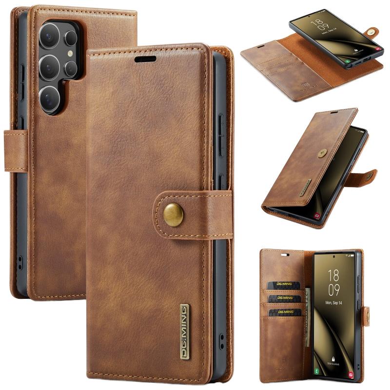Luxurious Removable Flip Magnetic Leather Wallet Case for Samsung S25, S24, S23 Ultra, S22, S21, S20, S10 Plus